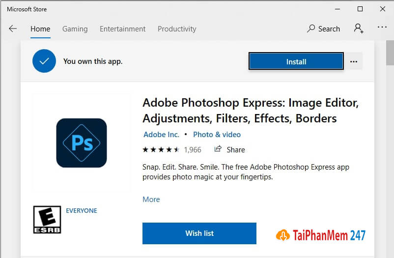 Bước 2 tải Photoshop Express PC