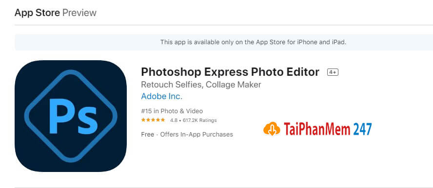 Cài đặt Photoshop Express trên App Store