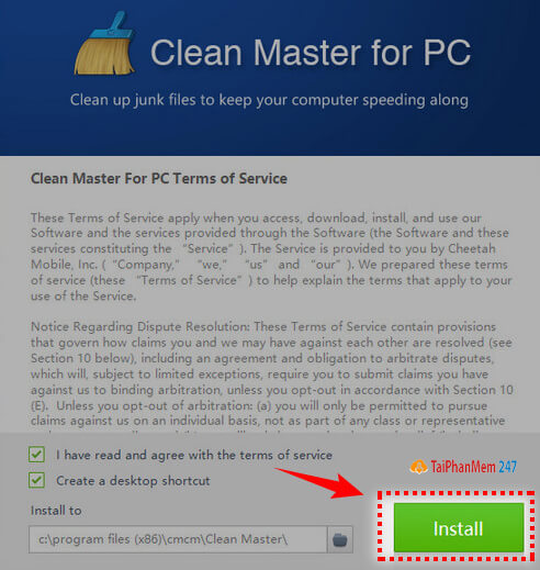 Bước 4: Chọn Install để cài đặt Clean Master