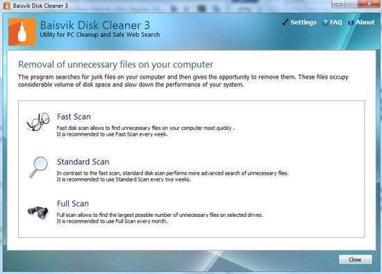 Baisvik Disk Cleaner - Hệ thống chương trình dọn rác máy tính 